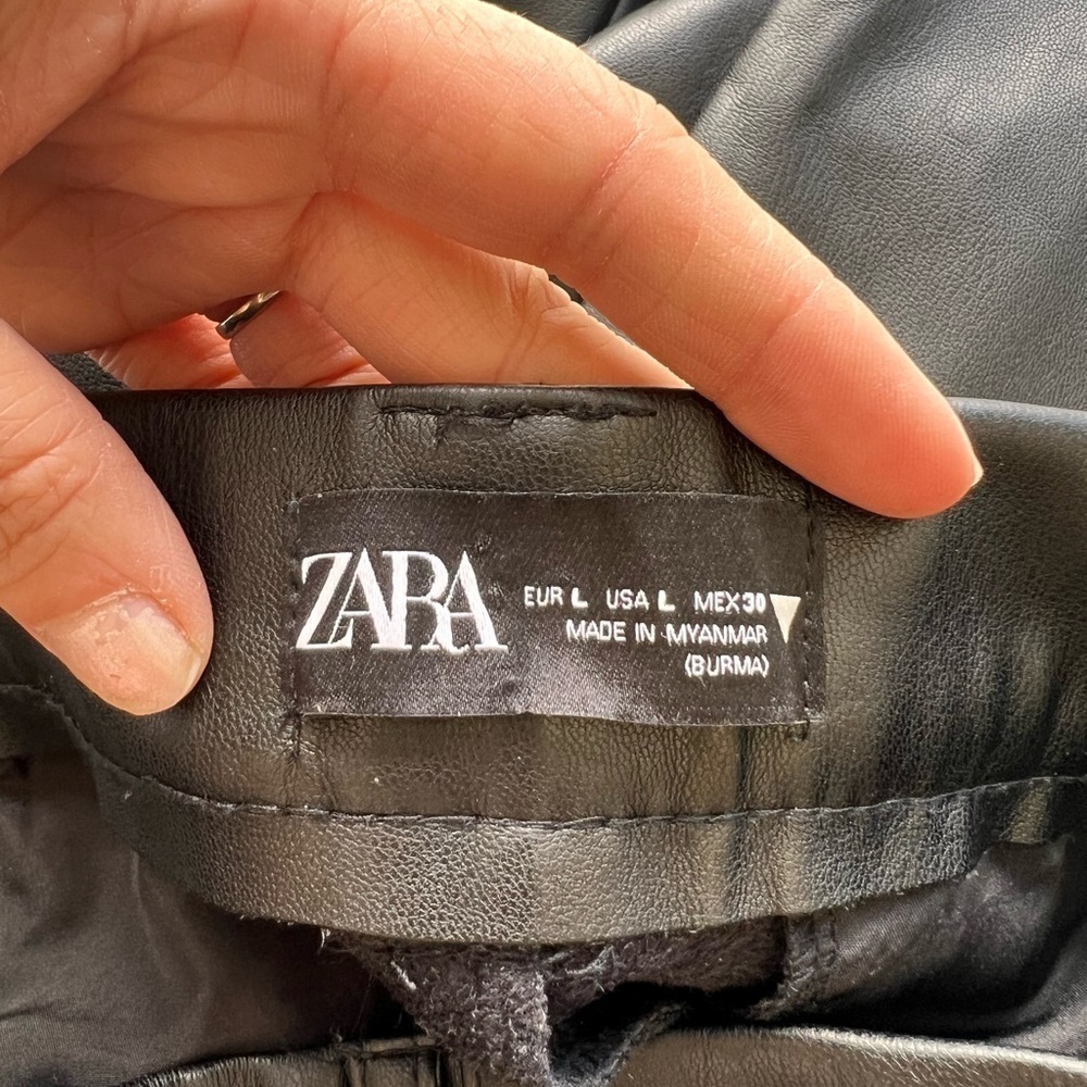 Sold Zara Vegan Leather Boot Cut Pants Large - Picture 8 of 9